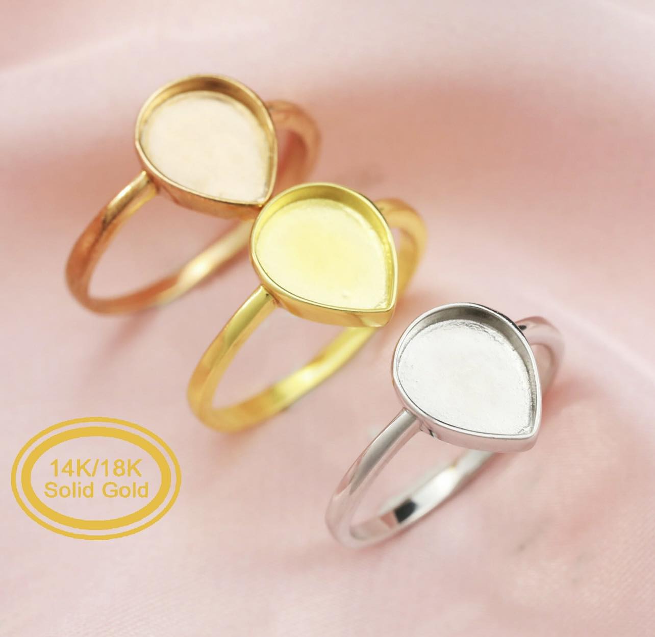 14k Simple Pear Ring