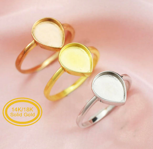 14k Simple Pear Ring